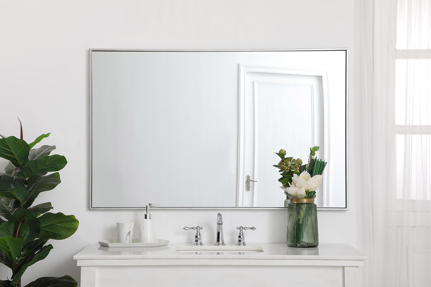 Elegant Wall Mirror - Silver, L 48" (MR43048S)