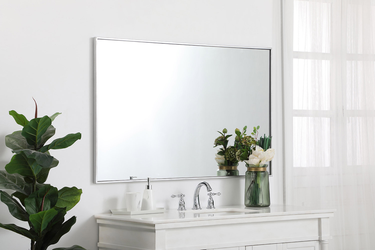 Elegant Wall Mirror - Silver, L 48" (MR43048S)