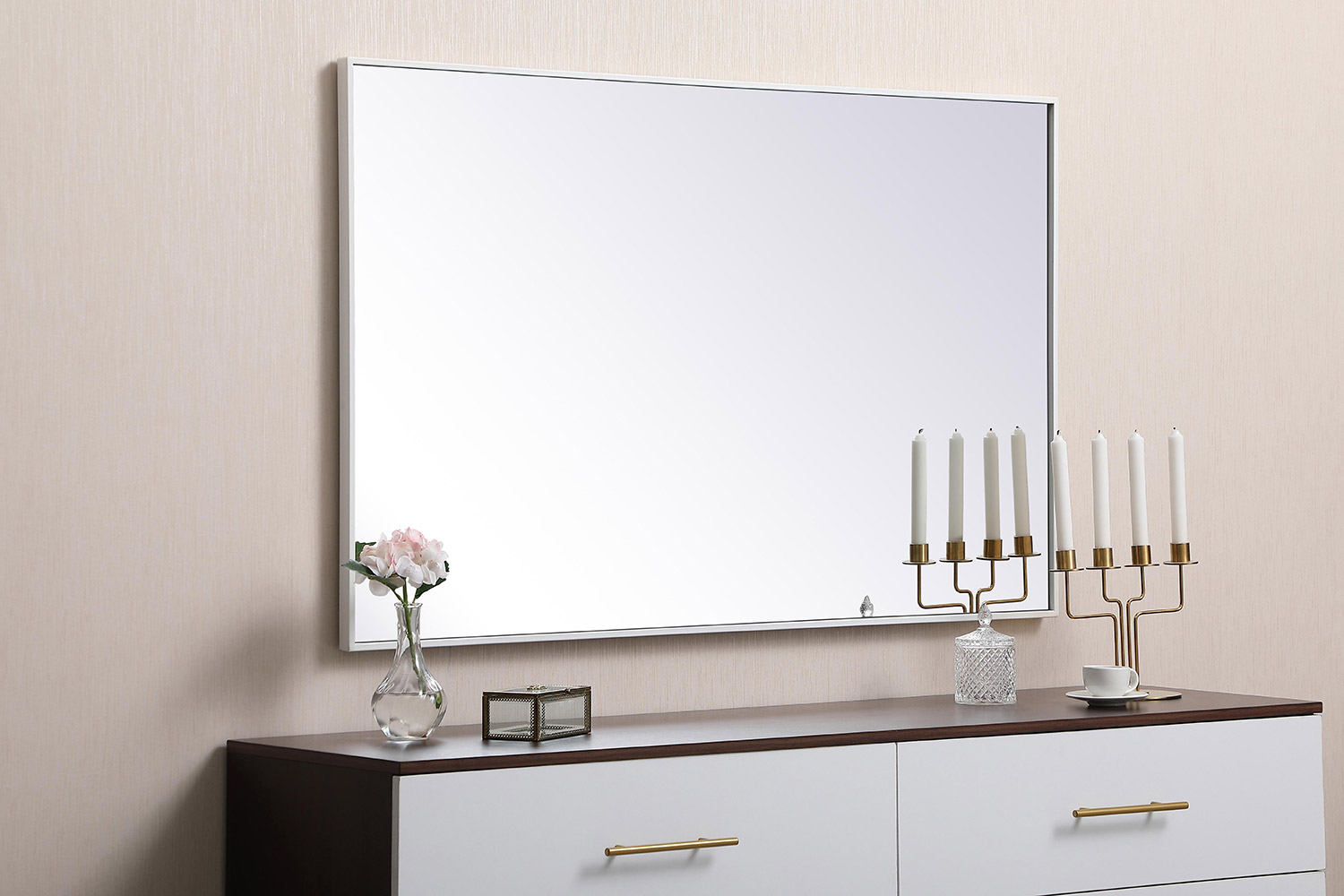 Elegant Wall Mirror - White, L 48" (MR43048WH)