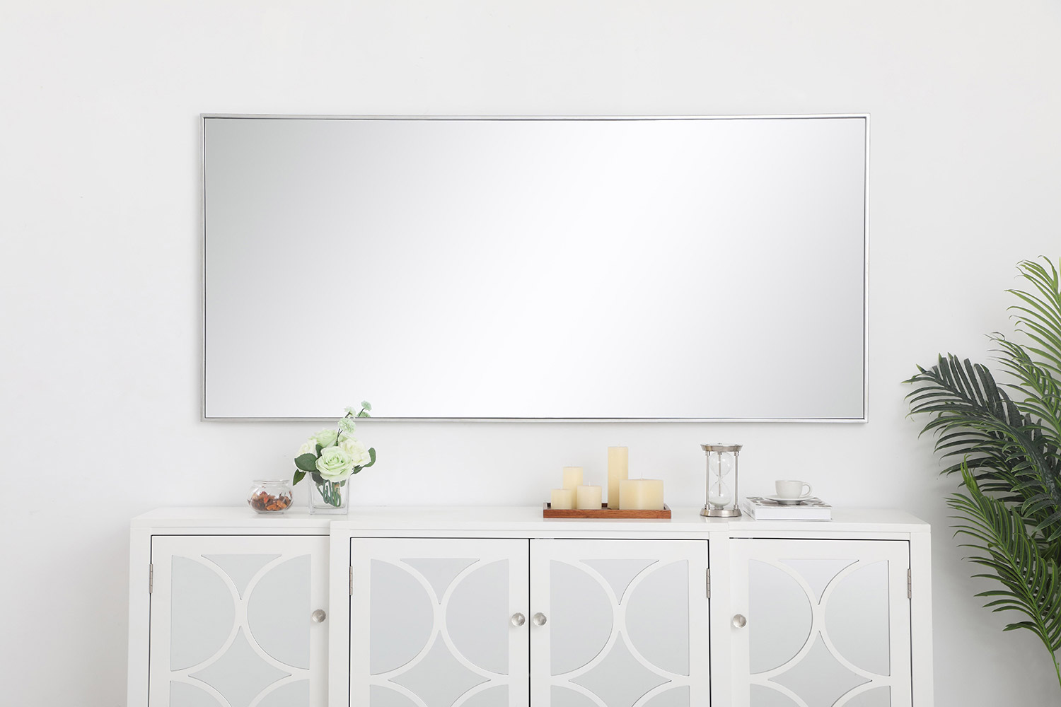 Elegant 30" Metal Frame Rectangle Mirror - Silver (MR43060S)