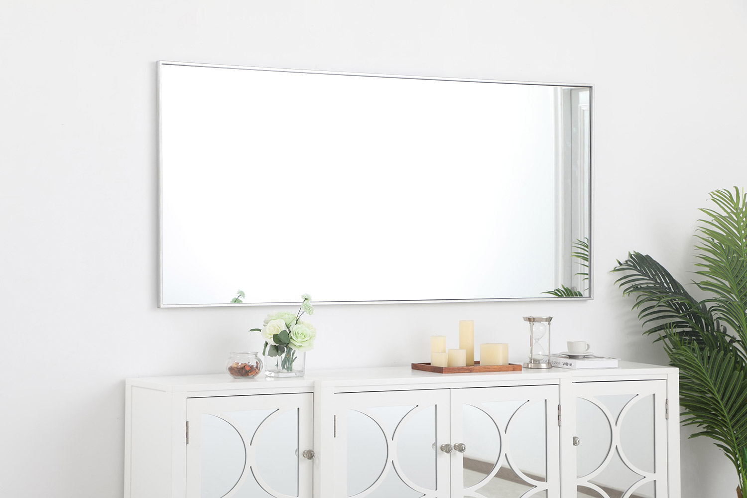 Elegant 30" Metal Frame Rectangle Mirror - Silver (MR43060S)