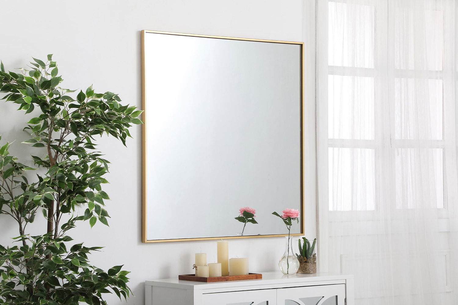 Elegant Wall Mirror - Brass, L 36" (MR43636BR)