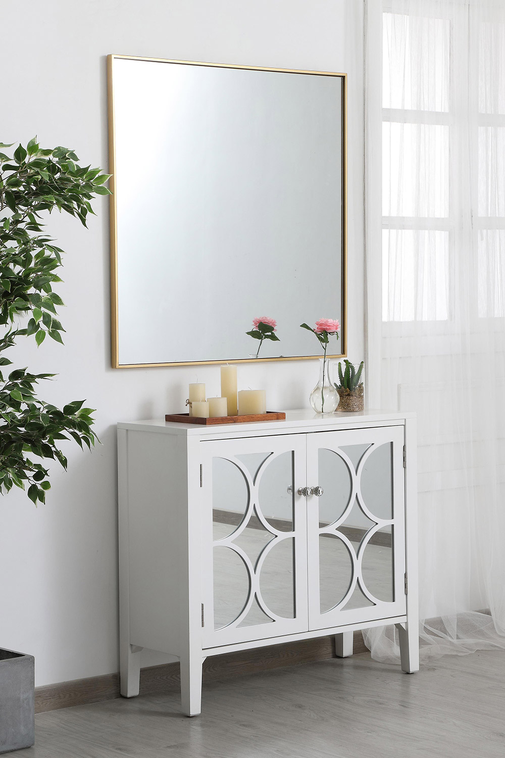 Elegant Wall Mirror - Brass, L 36" (MR43636BR)