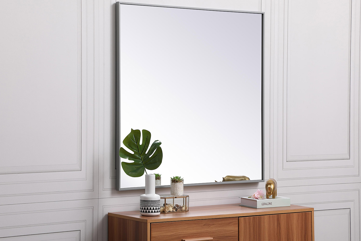 Elegant Wall Mirror - Gray, L 36" (MR43636GR)