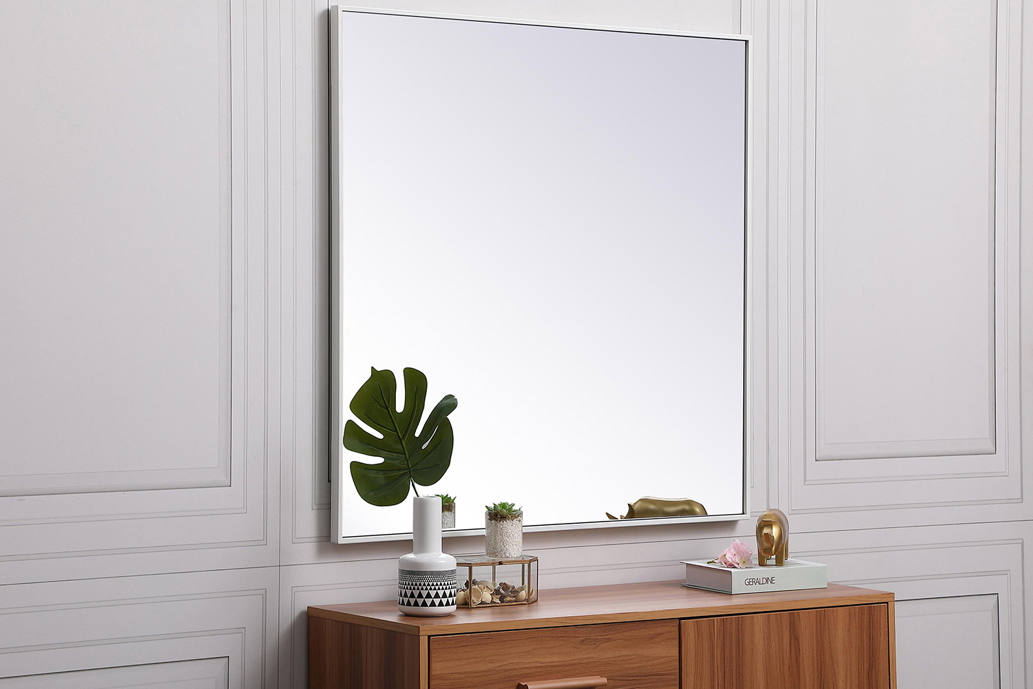 Elegant Wall Mirror - White, L 36" (MR43636WH)