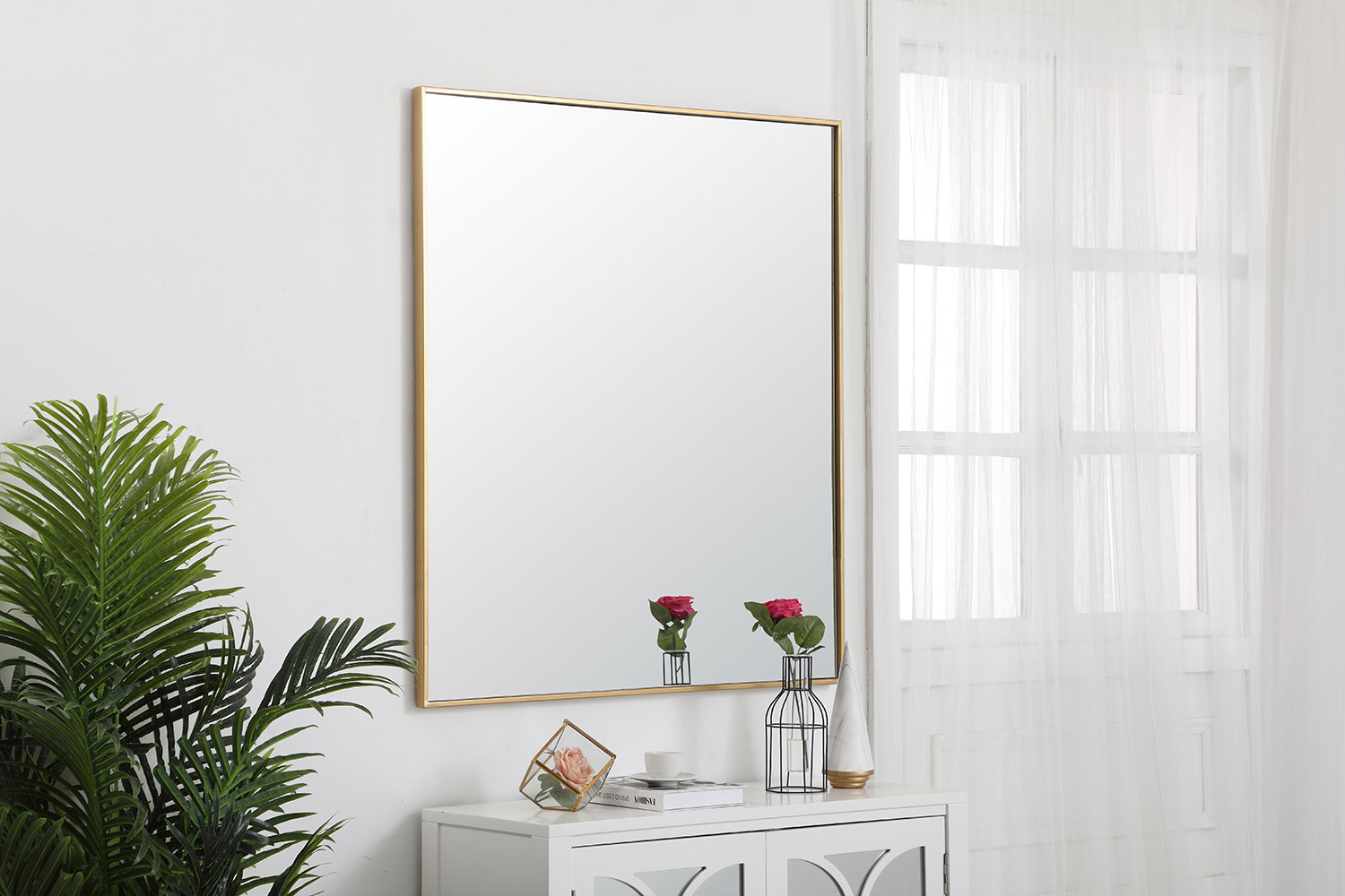 Elegant Wall Mirror - Brass, L 40" (MR43640BR)