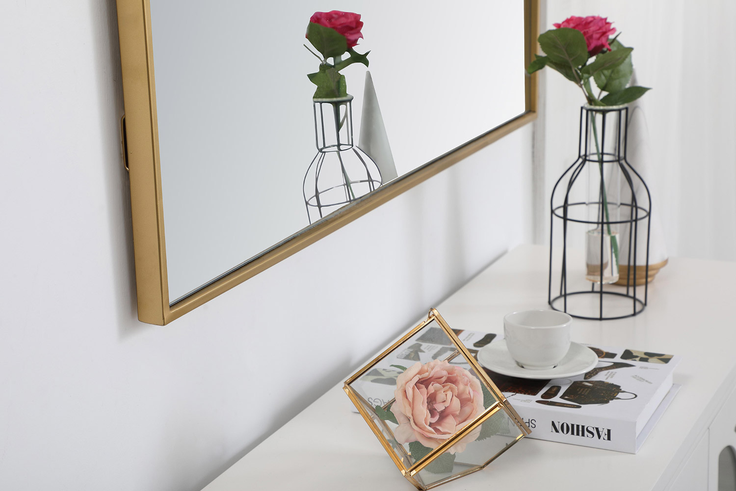 Elegant Wall Mirror - Brass, L 40" (MR43640BR)