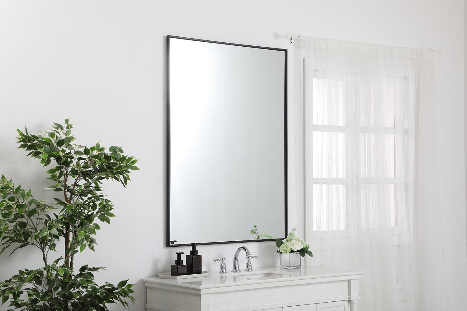 Elegant Wall Mirror - Black, L 48" (MR43648BK)