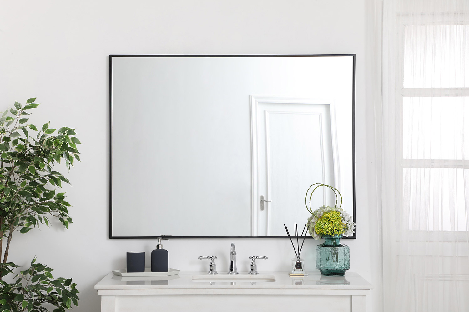 Elegant Wall Mirror - Black, L 48" (MR43648BK)