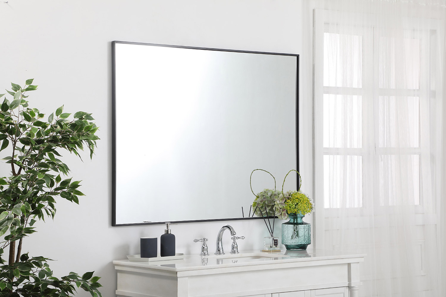 Elegant Wall Mirror - Black, L 48" (MR43648BK)