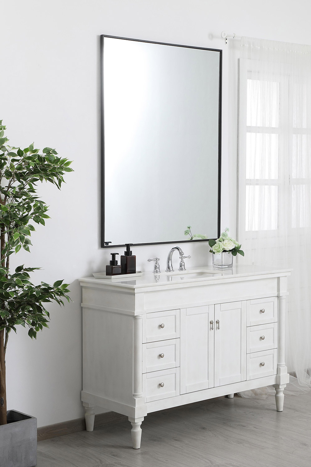 Elegant Wall Mirror - Black, L 48" (MR43648BK)