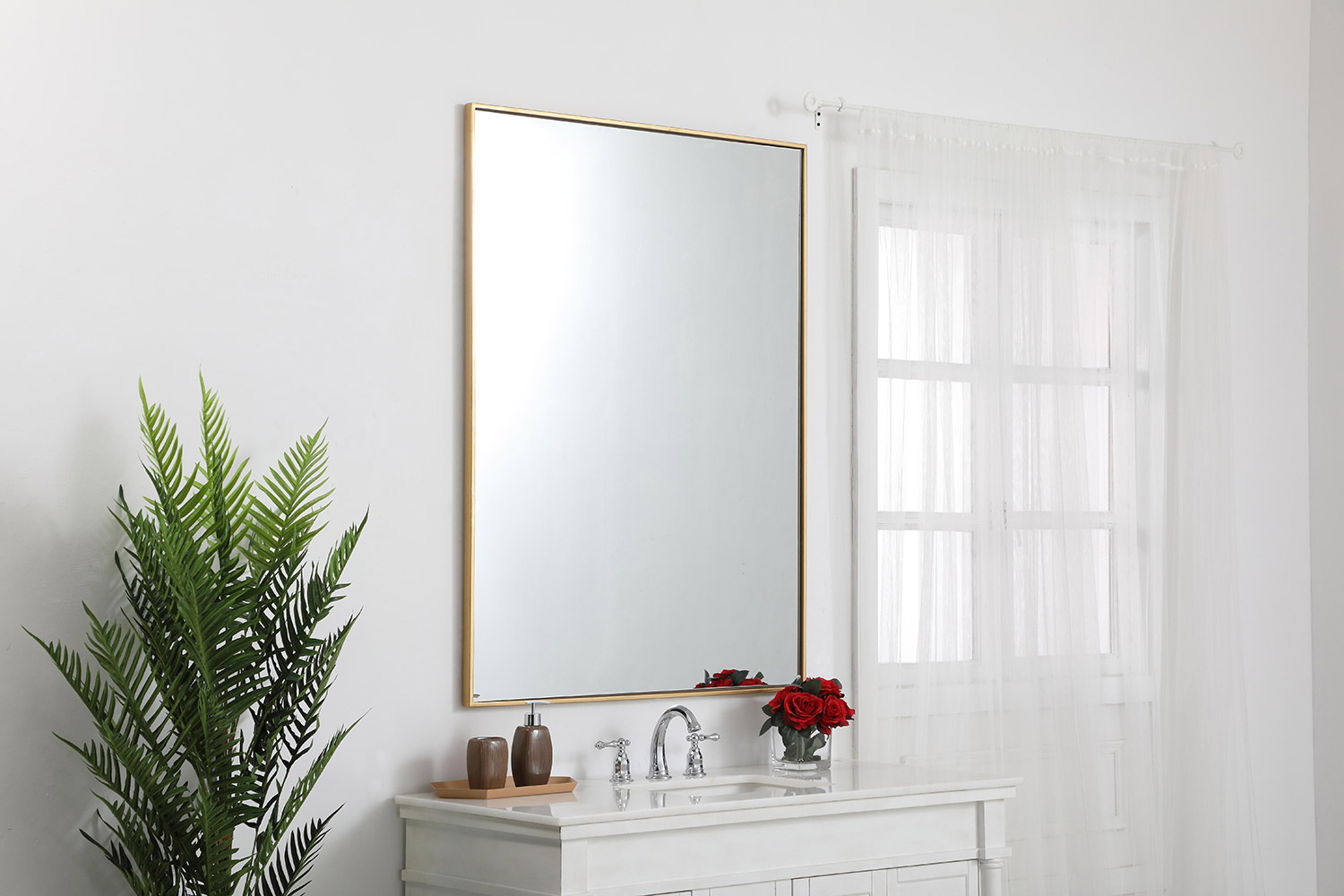 Elegant Wall Mirror - Brass, L 48" (MR43648BR)