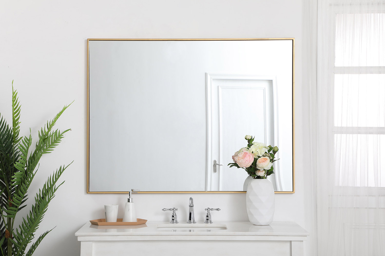 Elegant Wall Mirror - Brass, L 48" (MR43648BR)