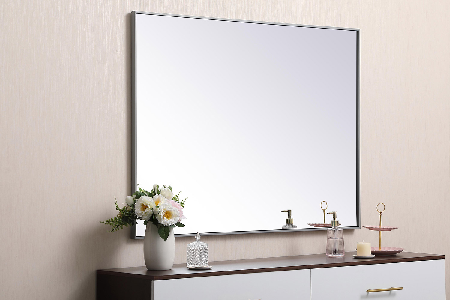 Elegant Wall Mirror - Gray, L 48" (MR43648GR)