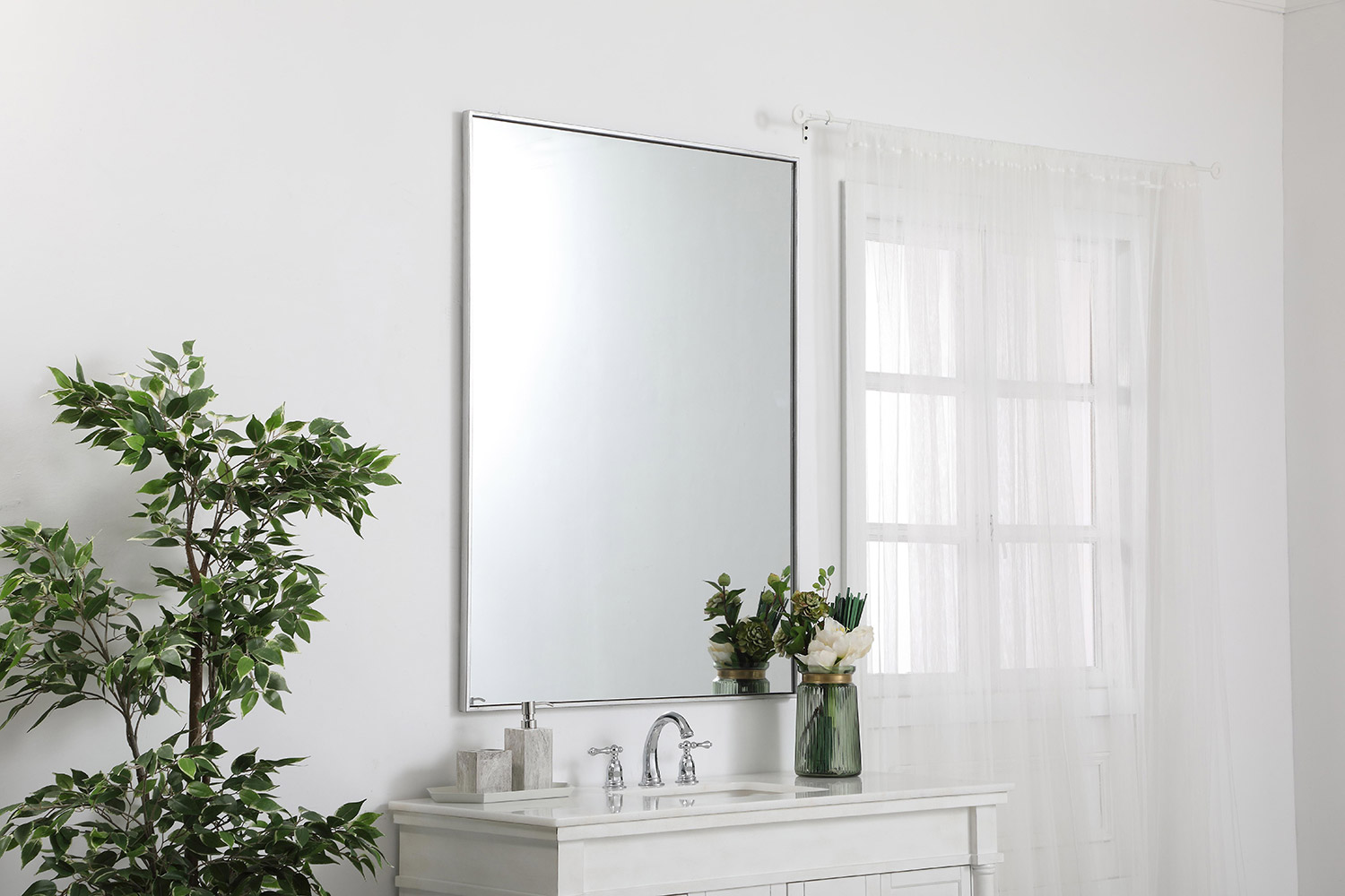 Elegant Wall Mirror - Silver, L 48" (MR43648S)