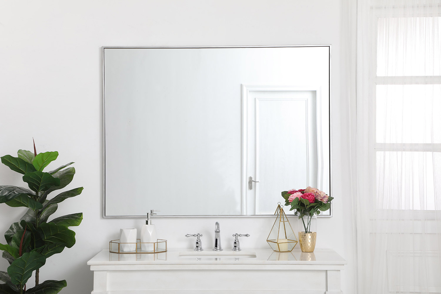 Elegant Wall Mirror - Silver, L 48" (MR43648S)