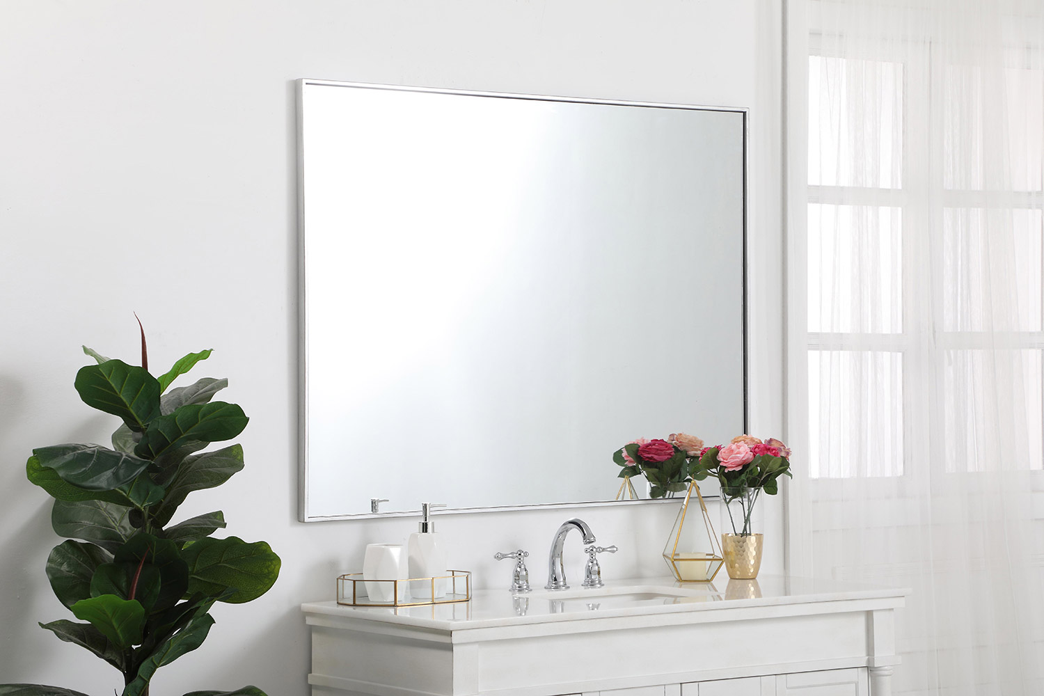 Elegant Wall Mirror - Silver, L 48" (MR43648S)