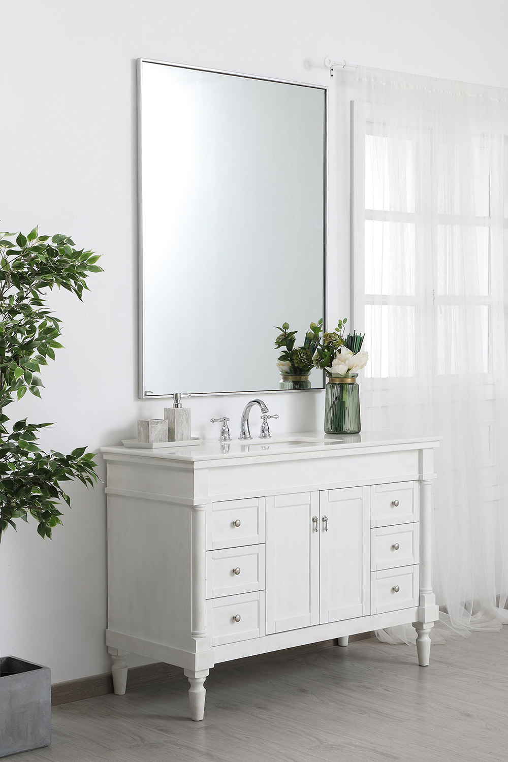 Elegant Wall Mirror - Silver, L 48" (MR43648S)