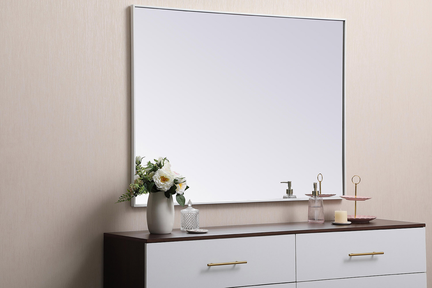 Elegant Wall Mirror - White, L 48" (MR43648WH)