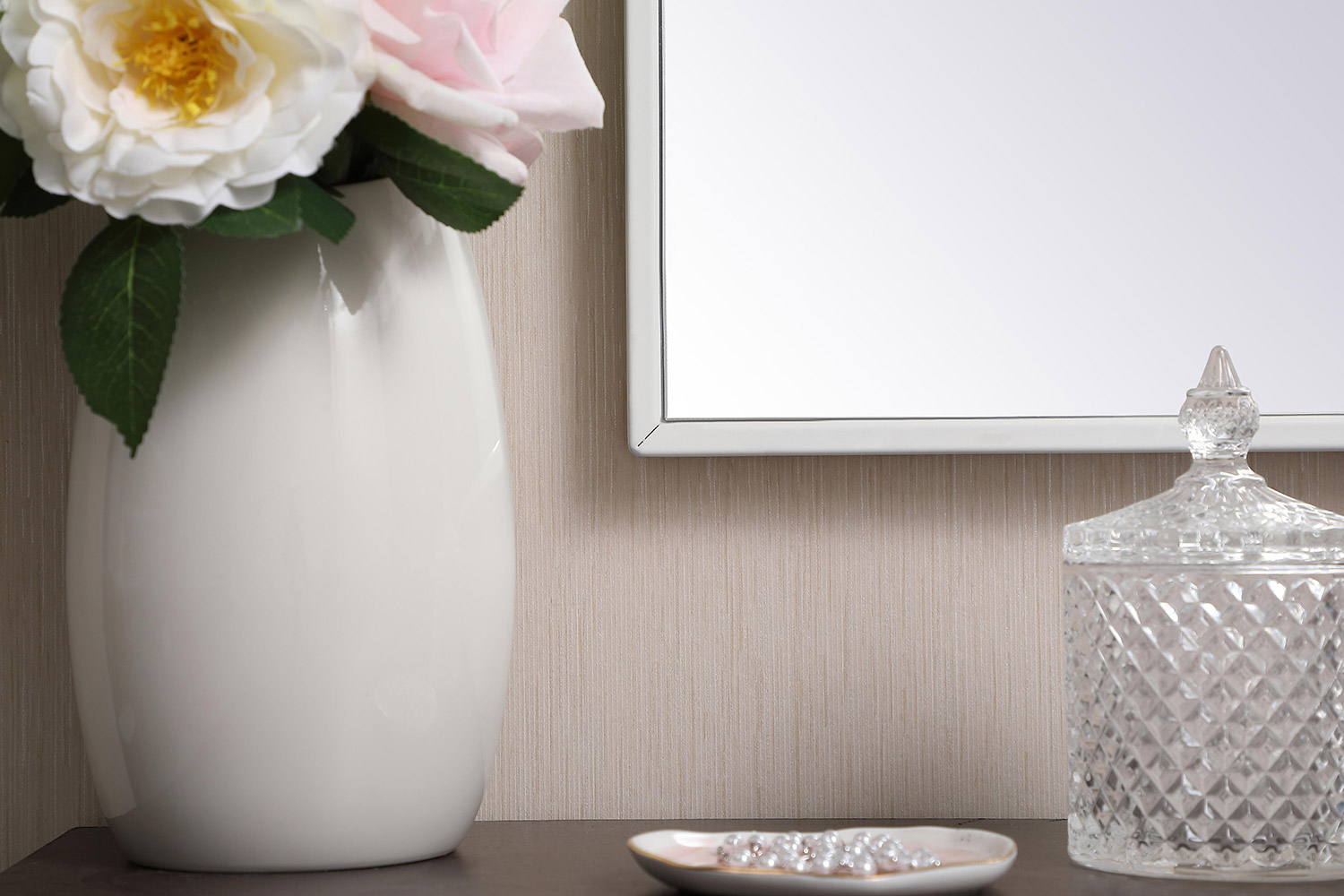 Elegant Wall Mirror - White, L 48" (MR43648WH)