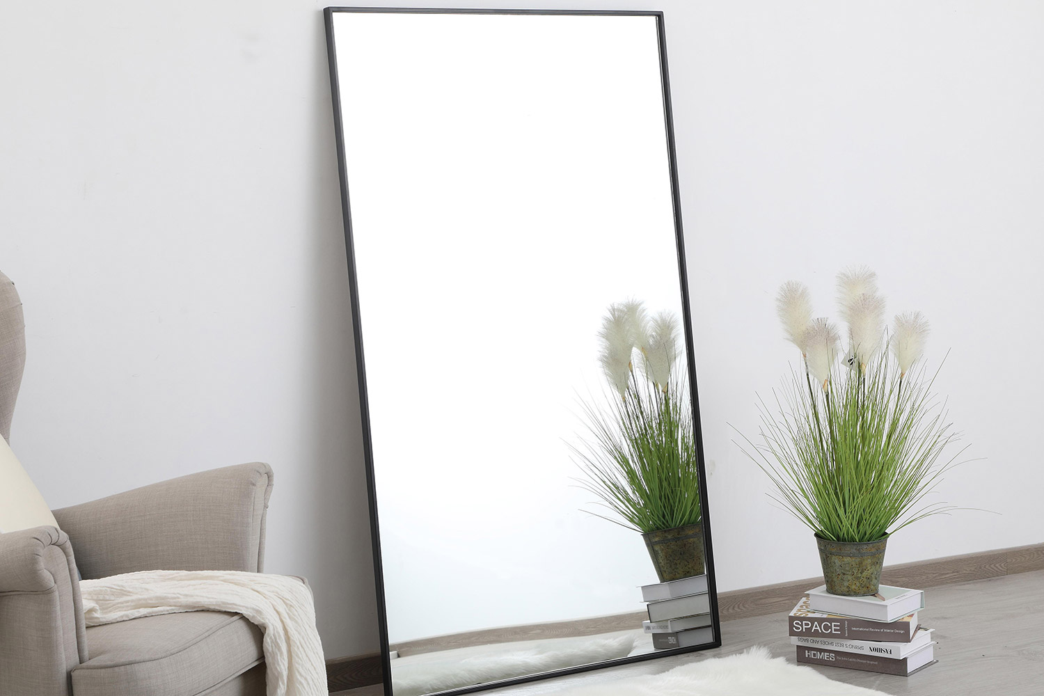 Elegant Wall Mirror - Black, L 60" (MR43660BK)