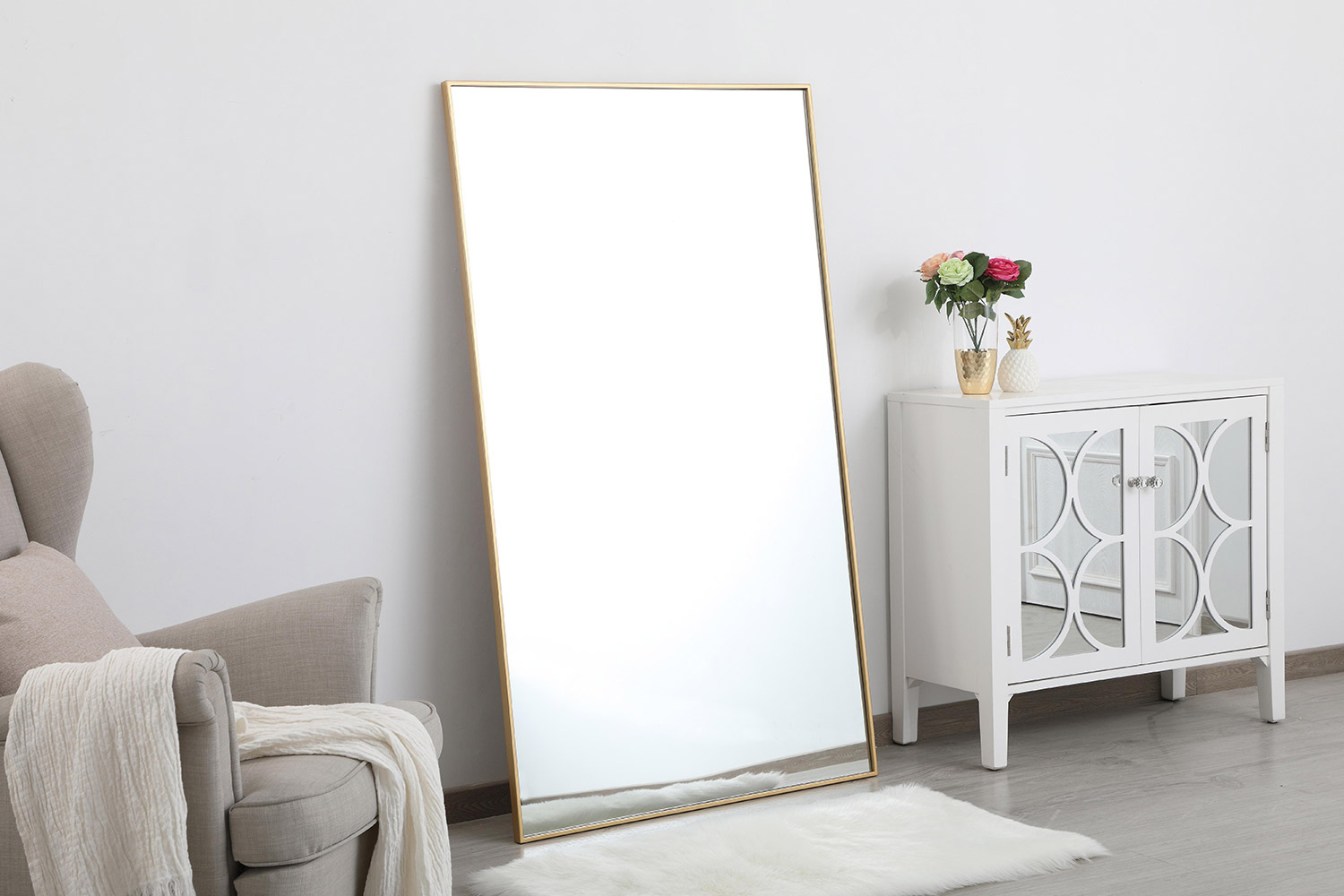 Elegant Wall Mirror - Brass, L 60" (MR43660BR)