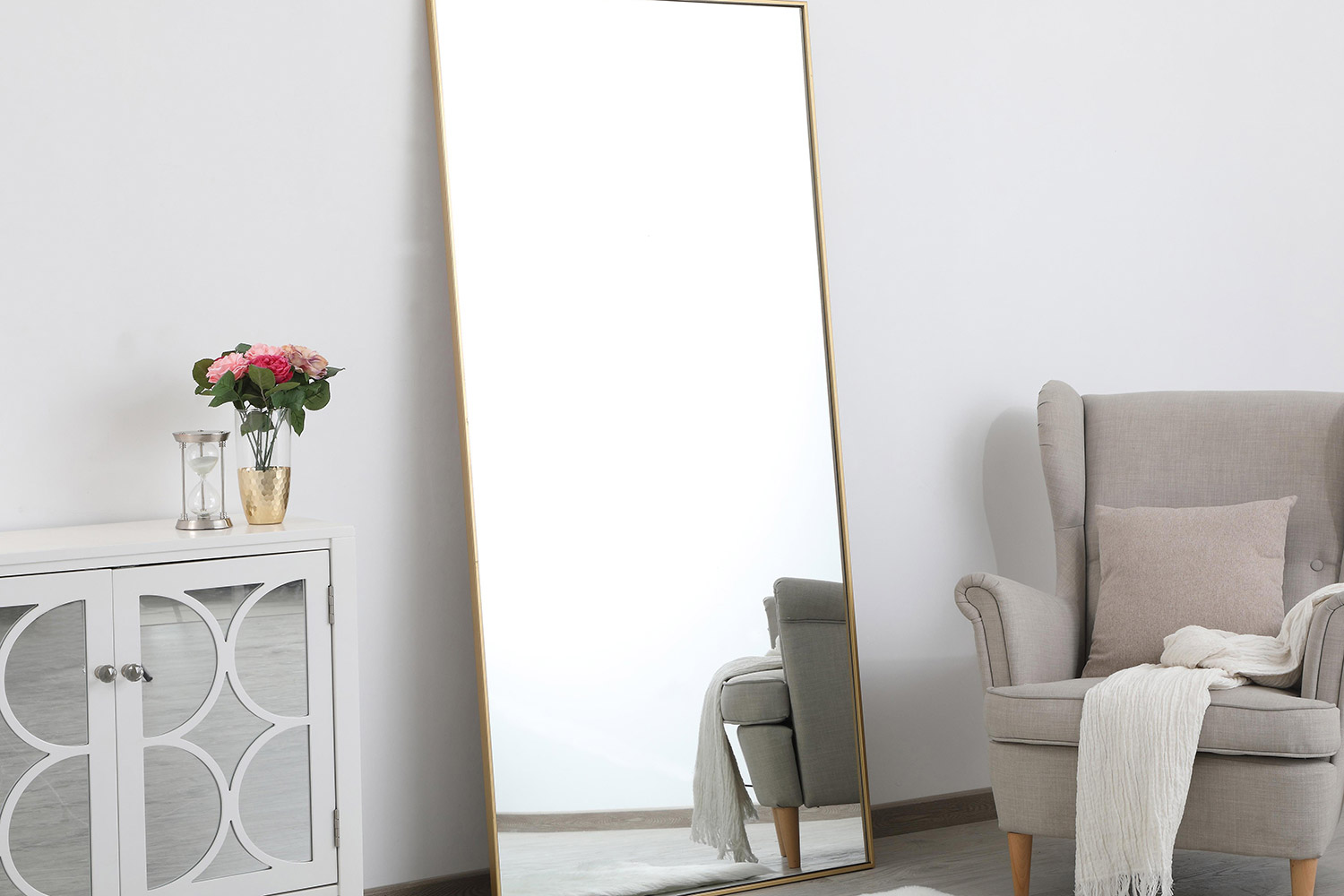 Elegant Wall Mirror - Brass, L 72" (MR43672BR)