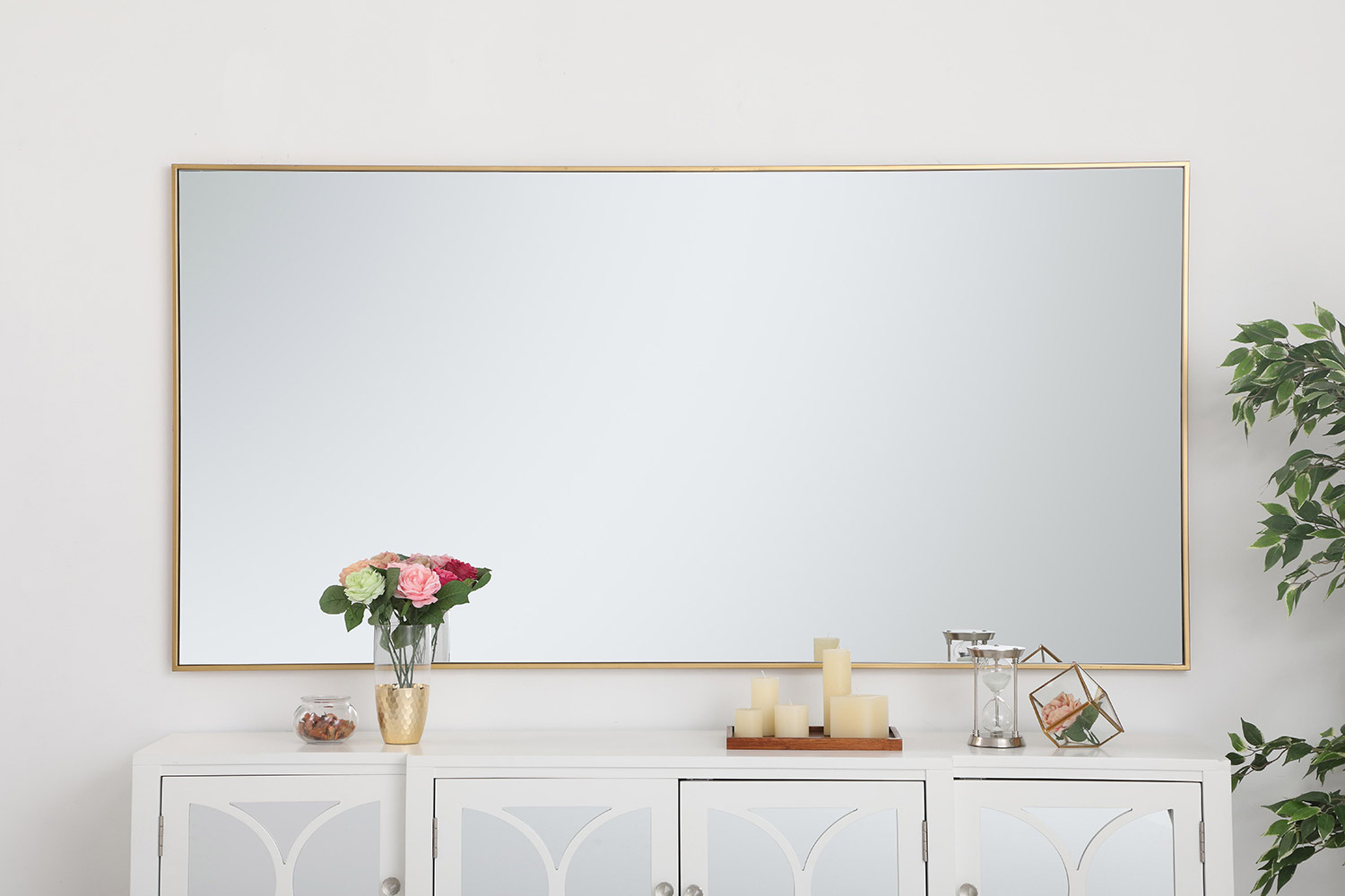 Elegant Wall Mirror - Brass, L 72" (MR43672BR)