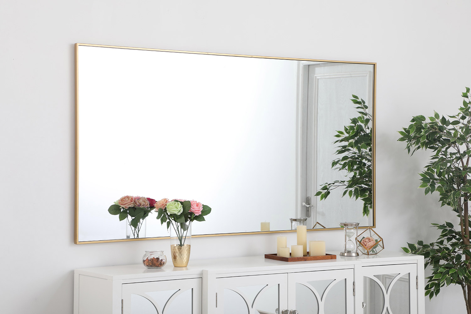 Elegant Wall Mirror - Brass, L 72" (MR43672BR)