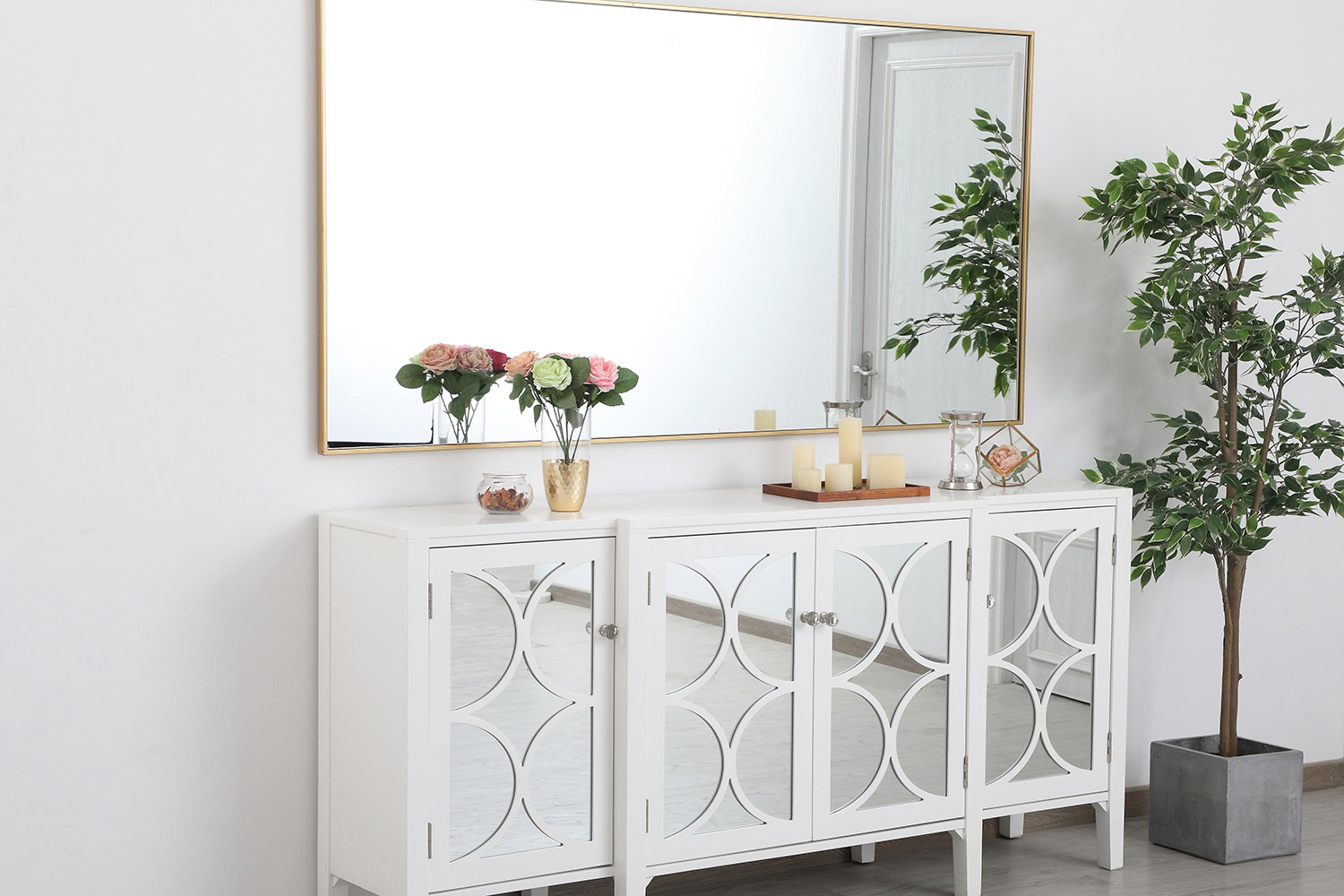 Elegant Wall Mirror - Brass, L 72" (MR43672BR)