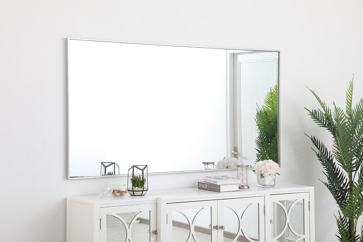 Elegant Wall Mirror - Silver, L 72" (MR43672S)