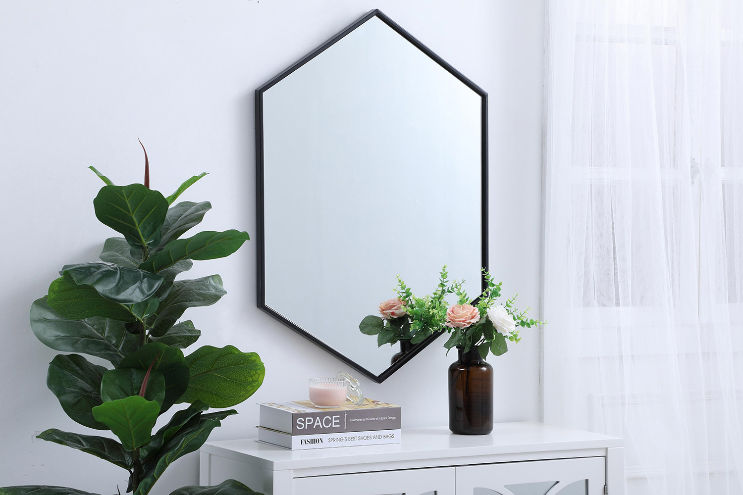 Elegant Wall Mirror - Black, L 24" (MR4424BK)