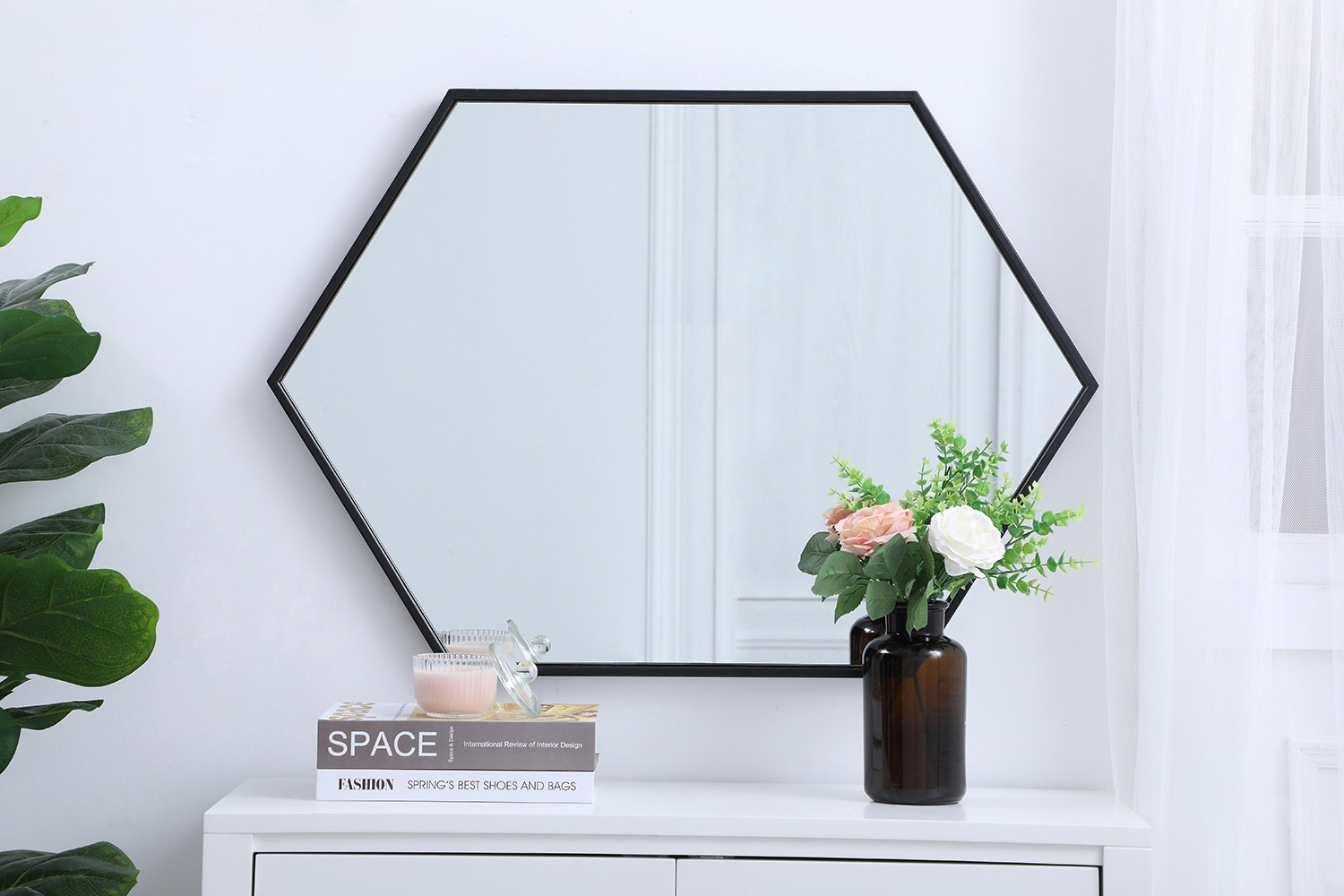 Elegant Wall Mirror - Black, L 24" (MR4424BK)