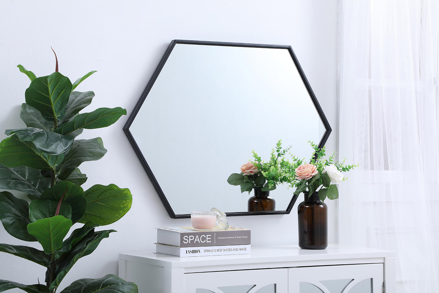 Elegant Wall Mirror - Black, L 24" (MR4424BK)