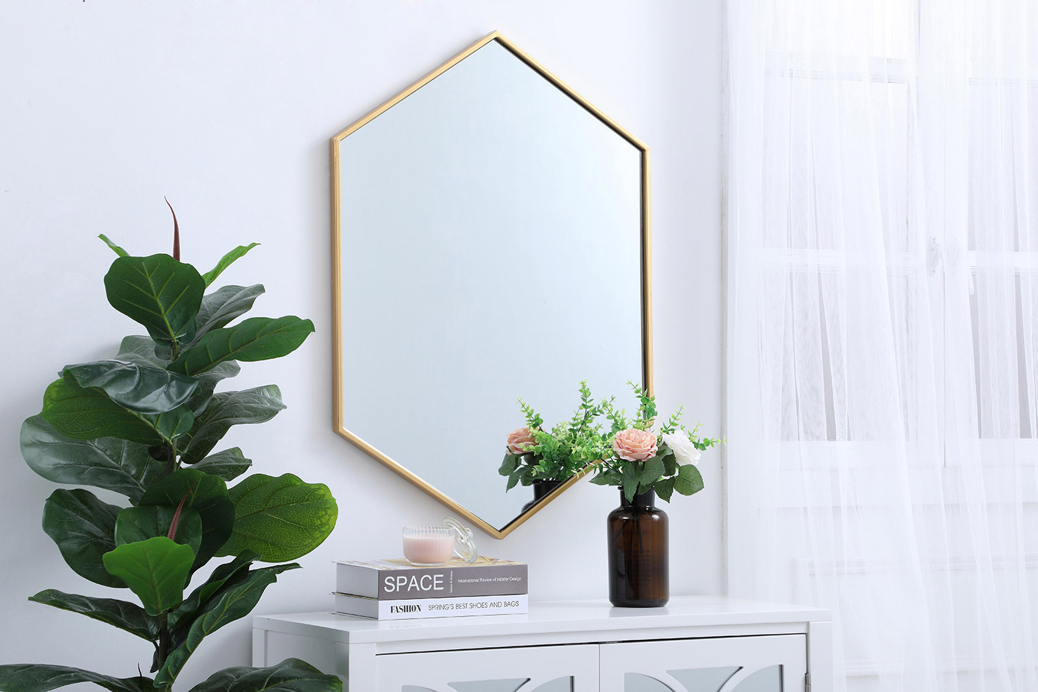 Elegant Wall Mirror - Brass, L 24" (MR4424BR)