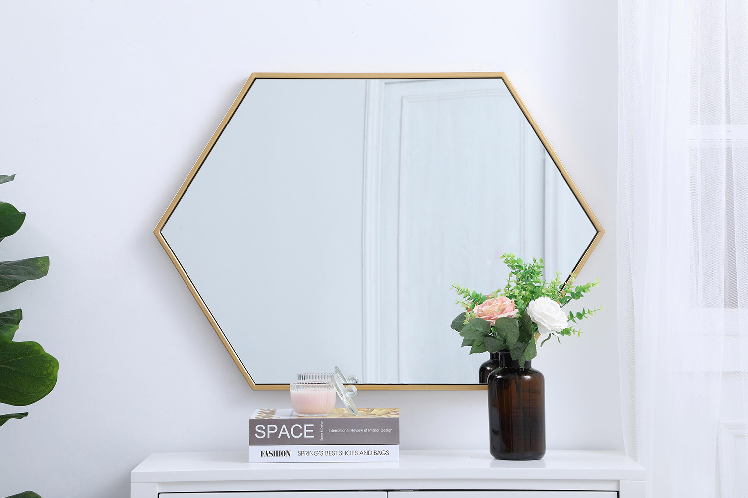 Elegant Wall Mirror - Brass, L 24" (MR4424BR)