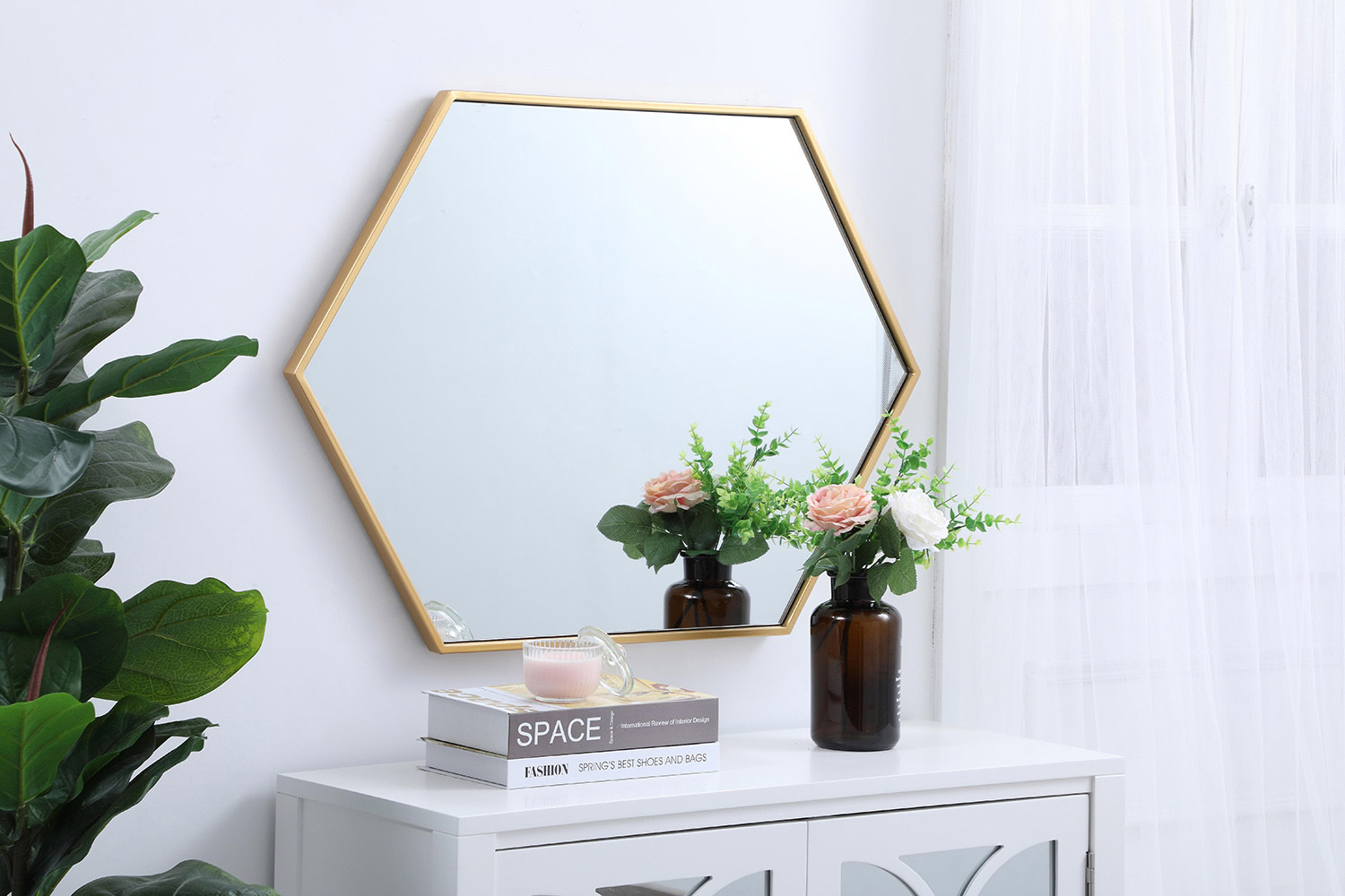 Elegant Wall Mirror - Brass, L 24" (MR4424BR)