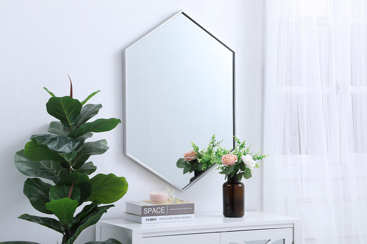 Elegant Wall Mirror - Silver, L 24" (MR4424S)