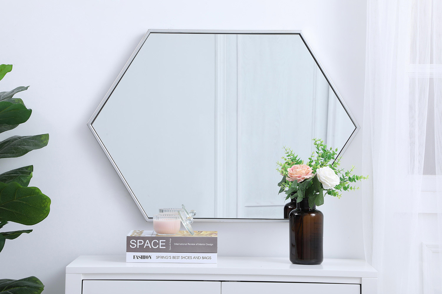 Elegant Wall Mirror - Silver, L 24" (MR4424S)