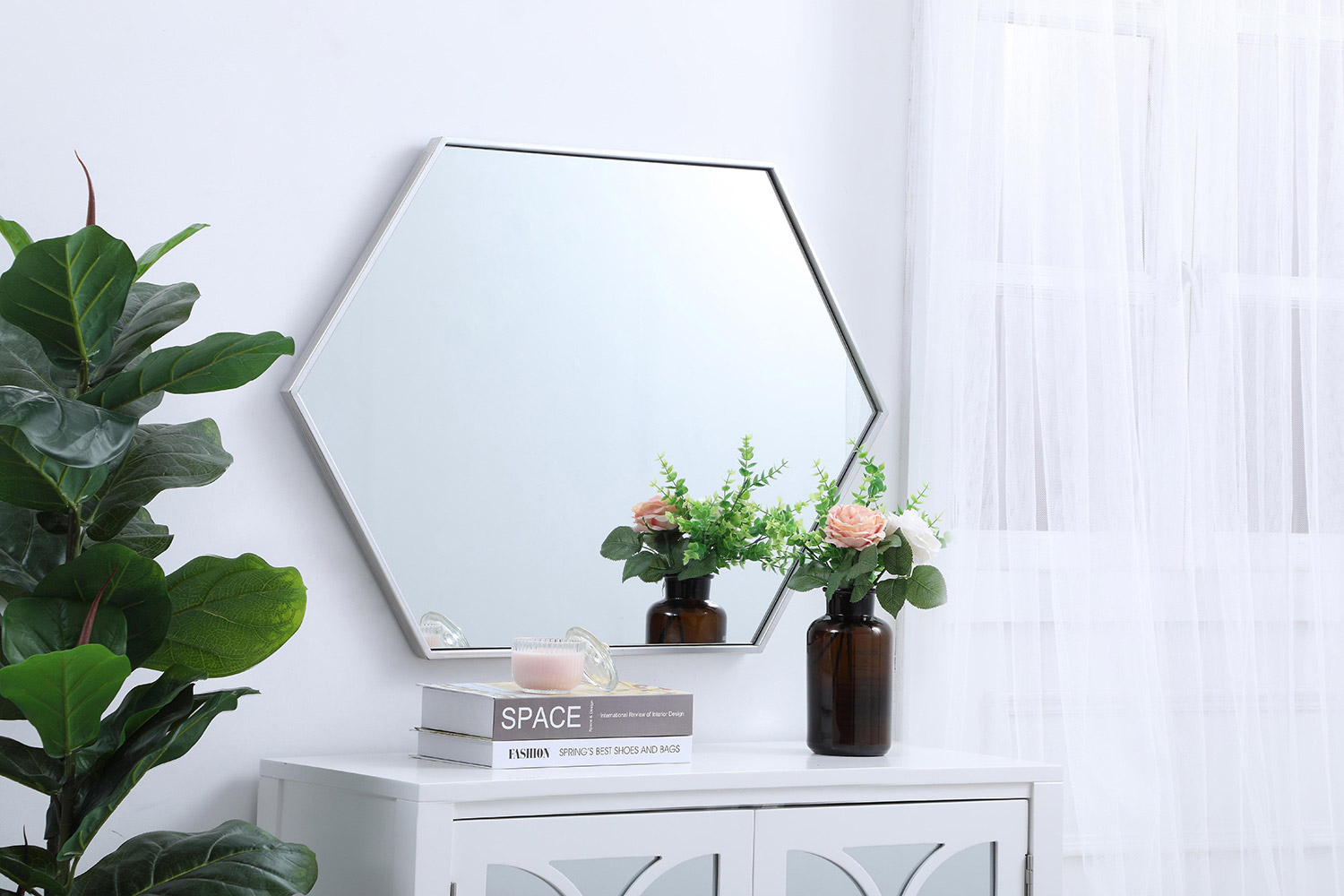 Elegant Wall Mirror - Silver, L 24" (MR4424S)