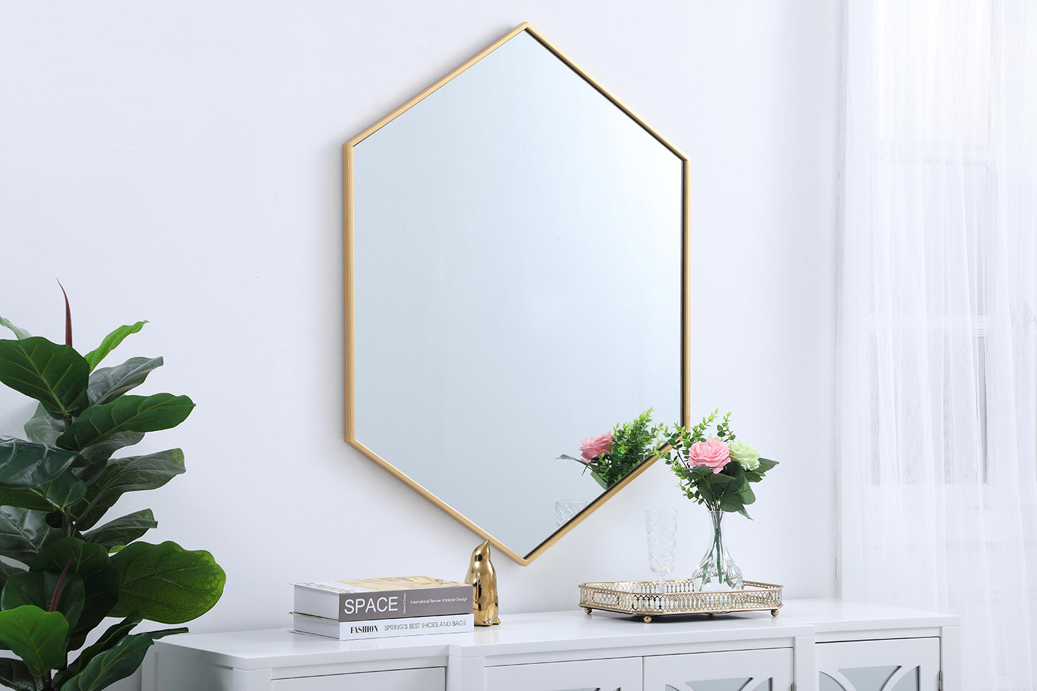 Elegant Wall Mirror - Brass, L 30" (MR4430BR)