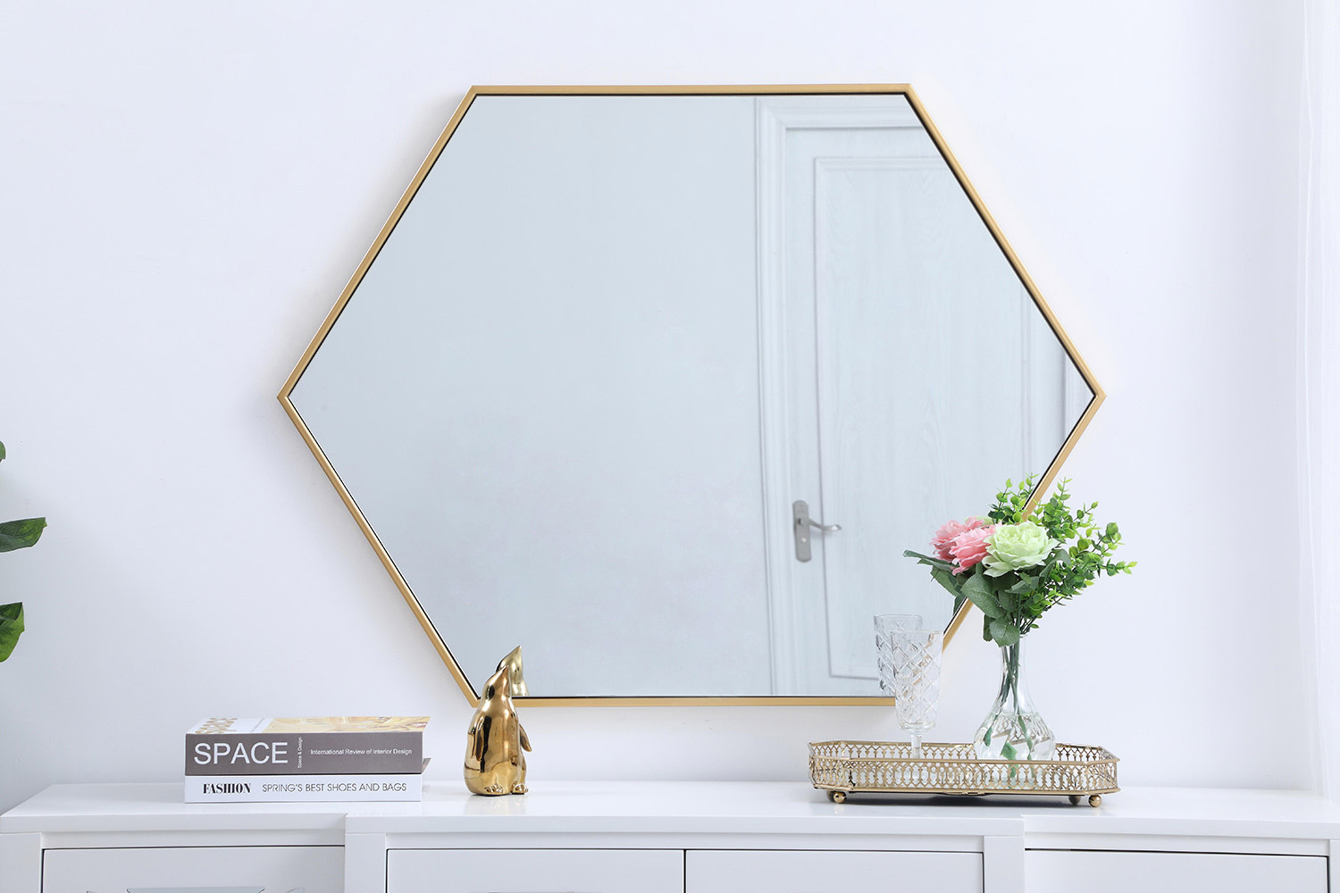 Elegant Wall Mirror - Brass, L 30" (MR4430BR)