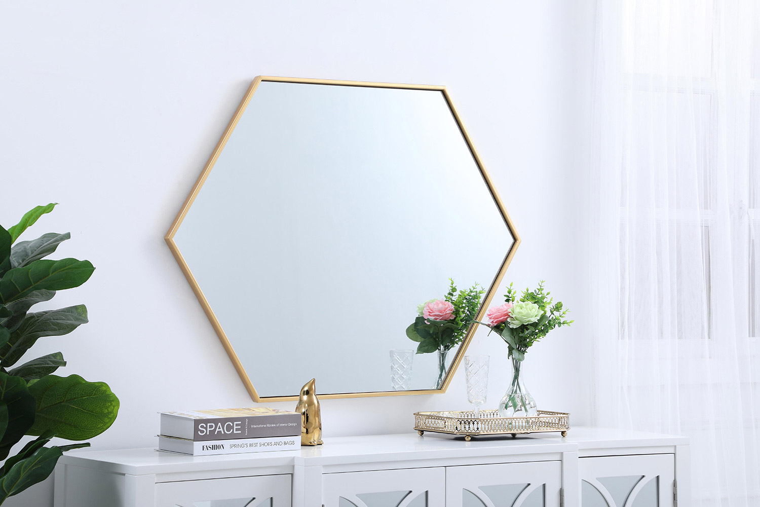 Elegant Wall Mirror - Brass, L 30" (MR4430BR)