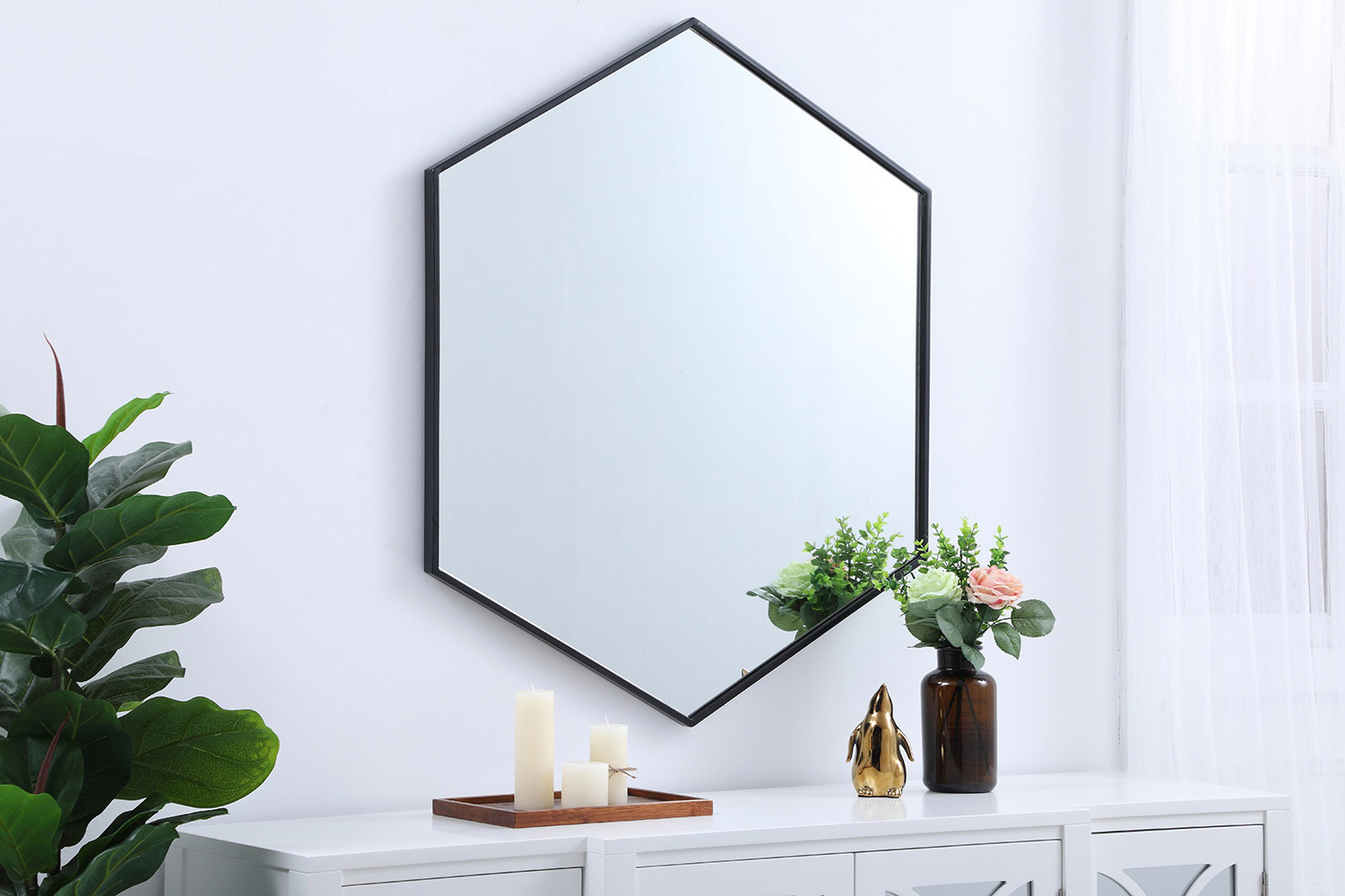 Elegant Wall Mirror - Black, L 38" (MR4538BK)