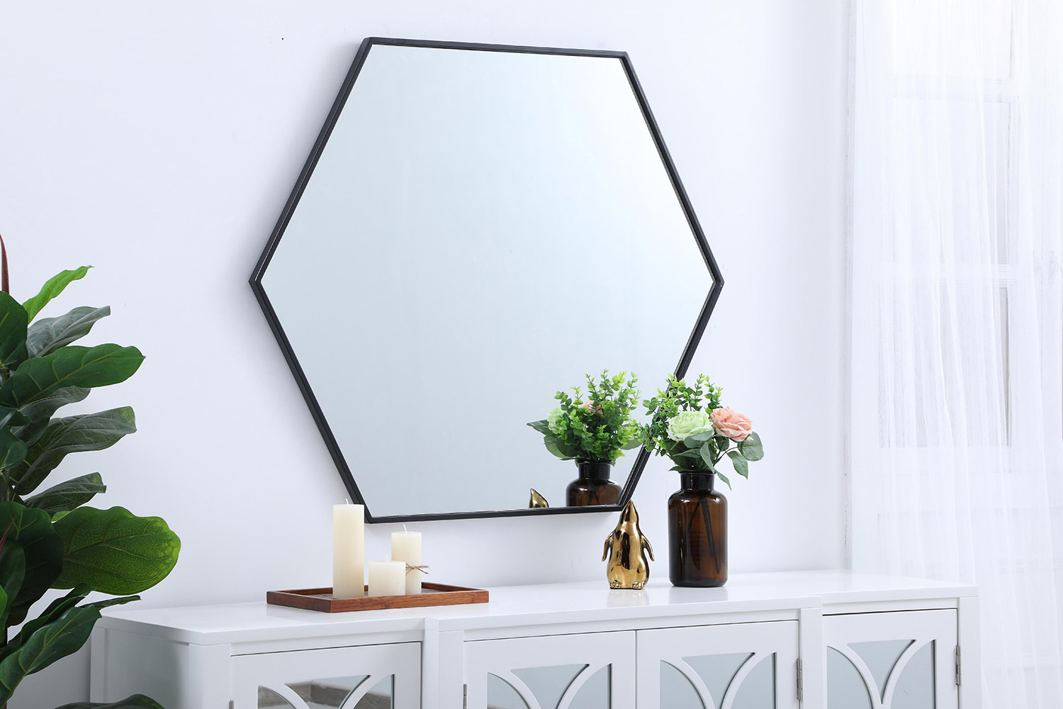 Elegant Wall Mirror - Black, L 38" (MR4538BK)