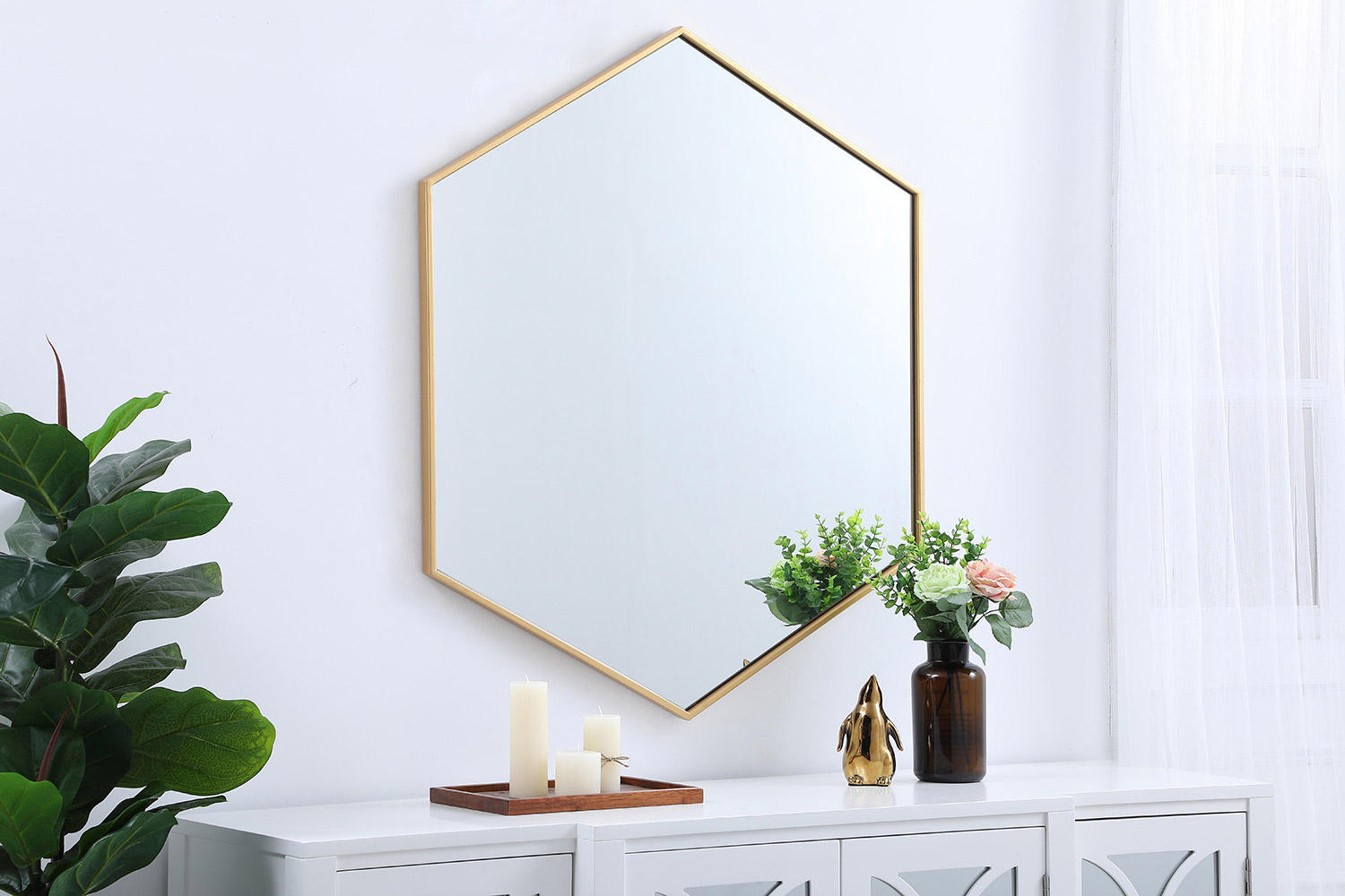 Elegant Wall Mirror - Brass, L 38" (MR4538BR)