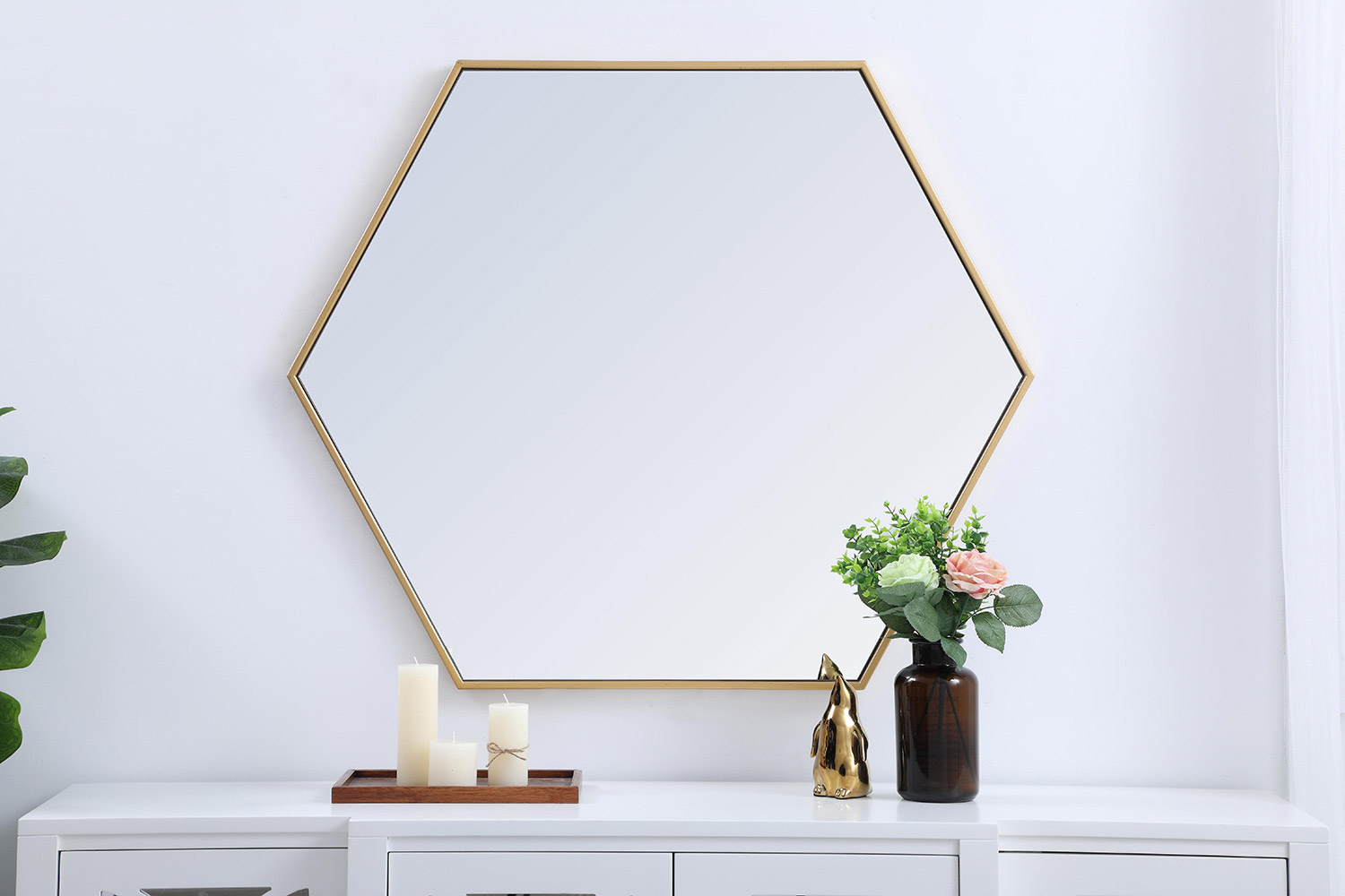 Elegant Wall Mirror - Brass, L 38" (MR4538BR)