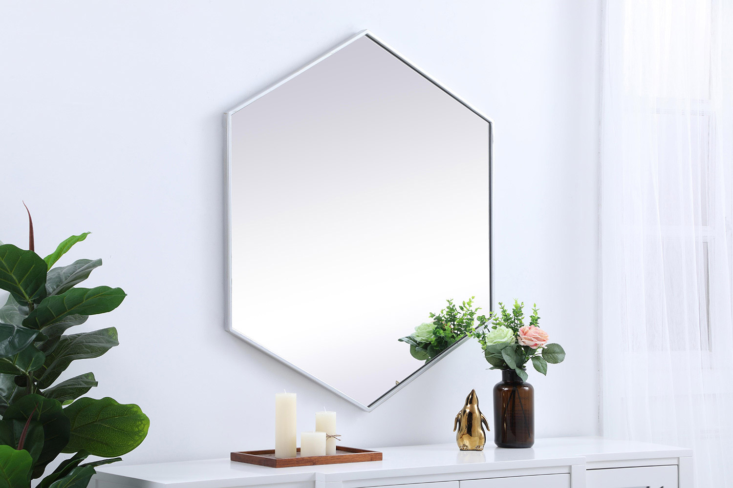 Elegant Wall Mirror - Silver, L 38" (MR4538S)