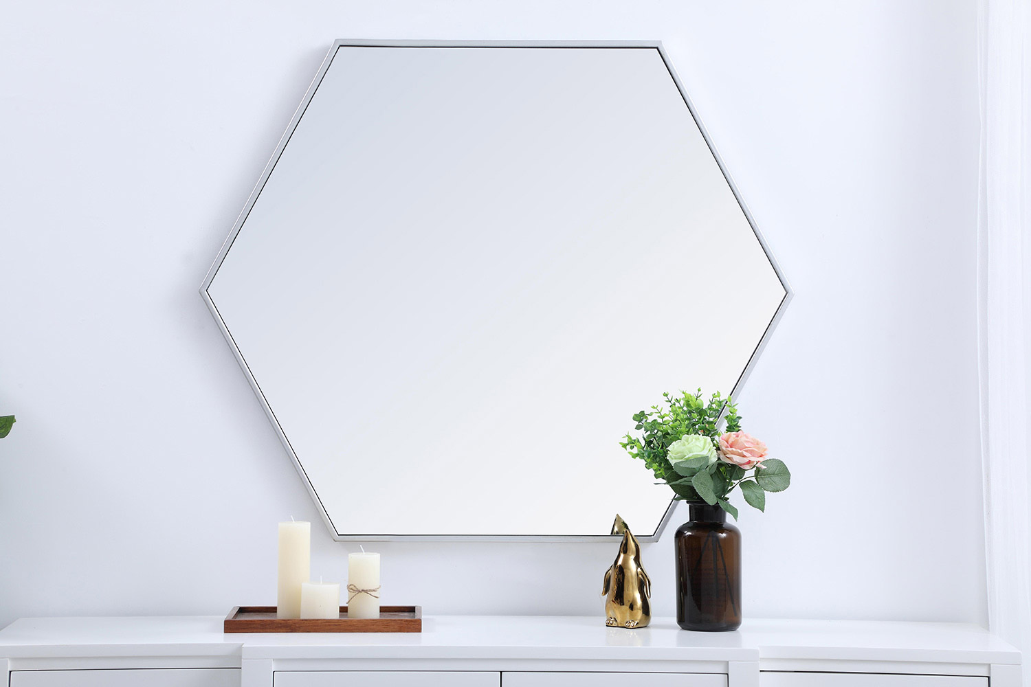 Elegant Wall Mirror - Silver, L 38" (MR4538S)