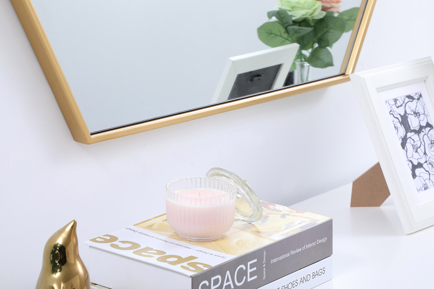 Elegant Wall Mirror - Brass, L 41" (MR4541BR)